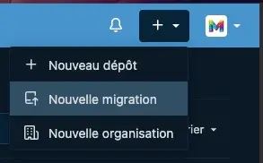 Démarrer une nouvelle migration de GitHub à Codeberg