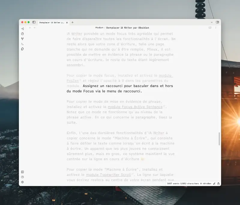 Obsidian relooké en iA Writer